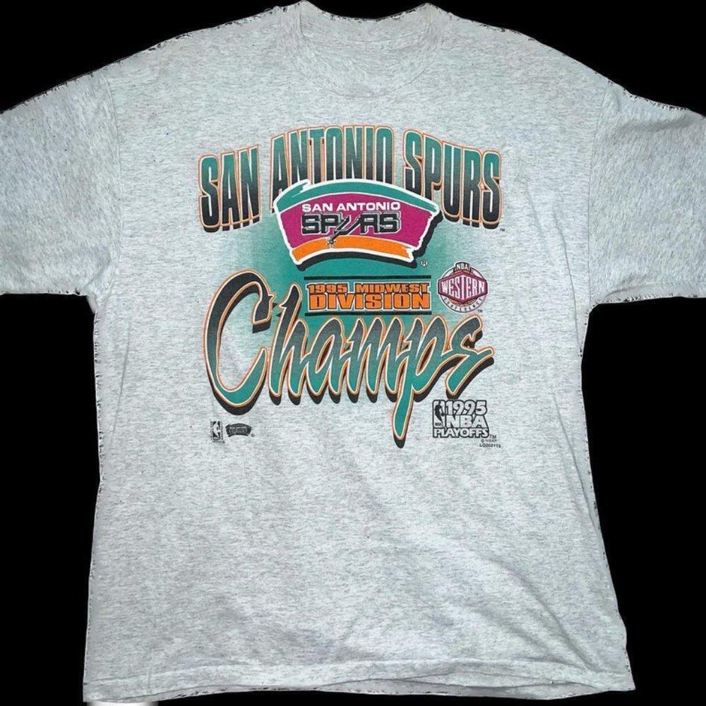 San Antonio Spurs 1995 Midwest Division Champs Single Stitch 90S Shirt Gift